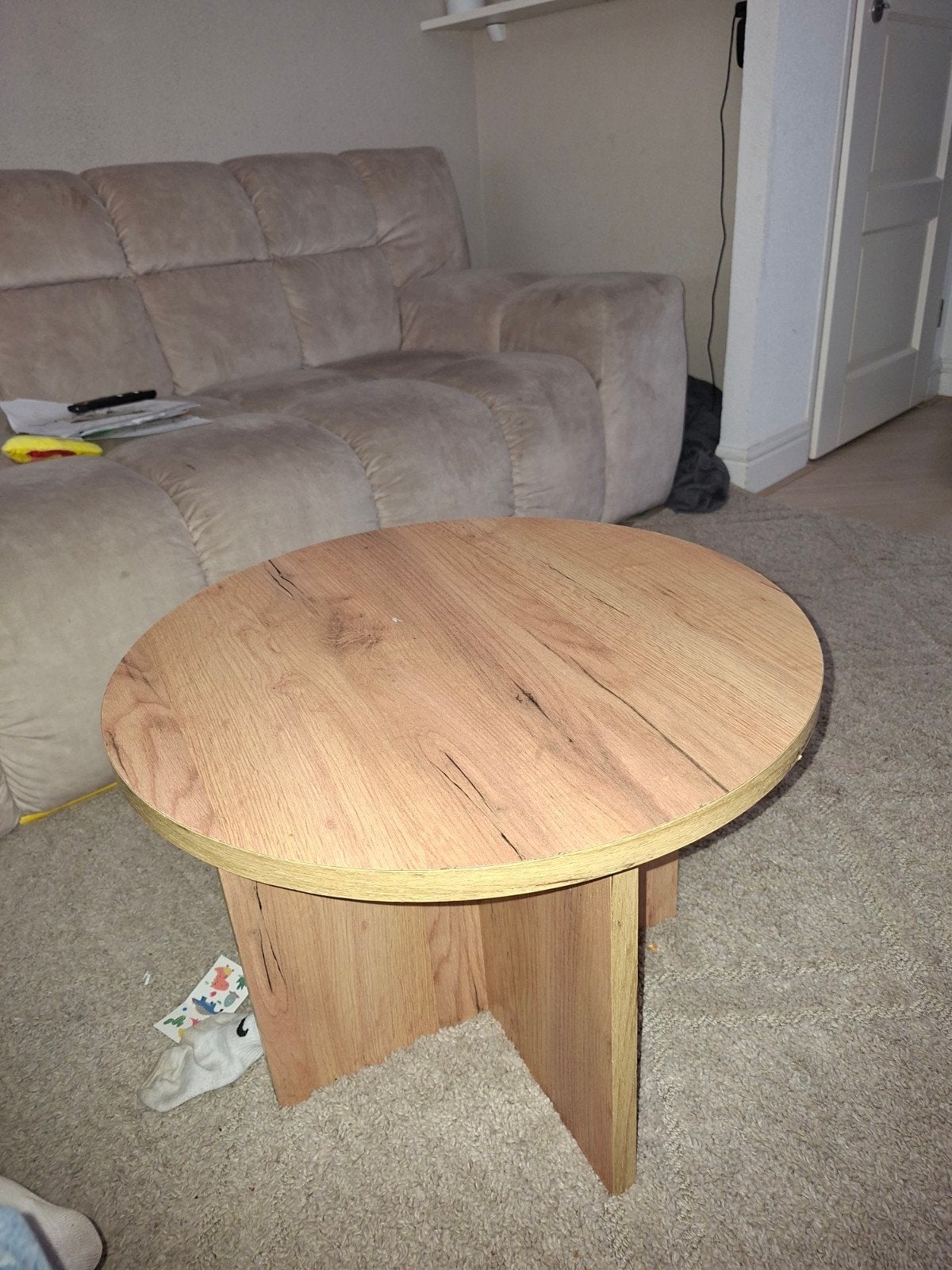 JYSK Salontafel Rond Hout - Diameter 55 cm, Huis en Inrichting, 50 tot 100 cm, Rond, Zo goed als nieuw, Overige houtsoorten