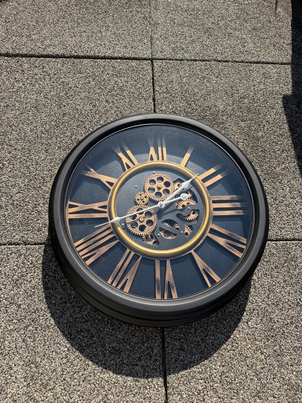 Wandklok, zwart staal, industrieel, Ophalen, Wandklok, Analoog, Werkt op batterijen