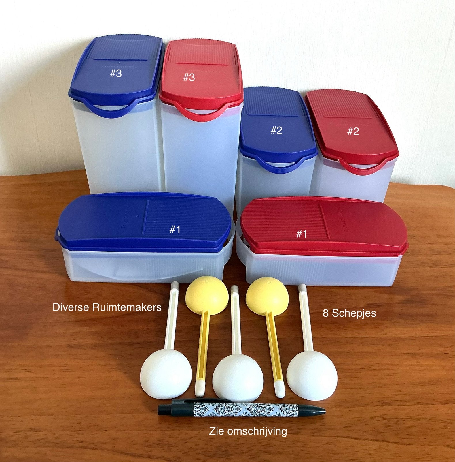 Tupperware Diverse Ruimtemakers Voorraadbussen + Schepjes., Ophalen of Verzenden, Zo goed als nieuw, Blauw, Overige typen