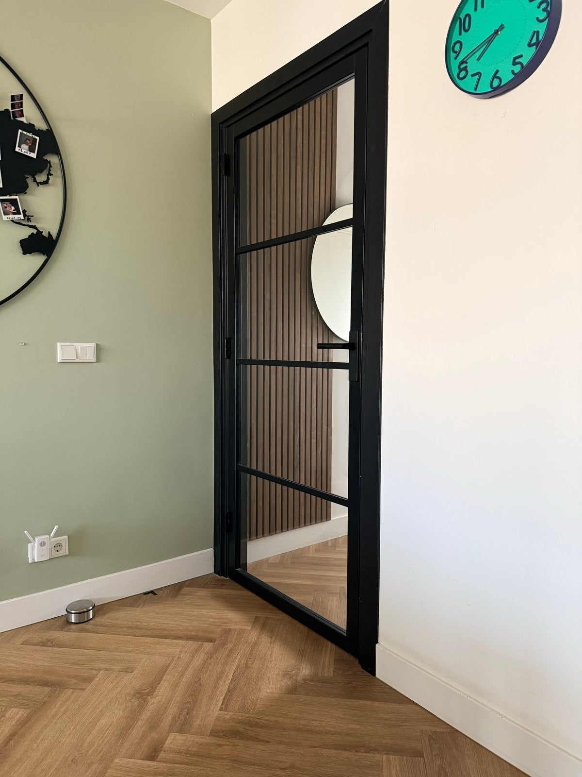 Zwarte houten binnendeur met glas, Ophalen, 80 tot 100 cm, 215 cm of meer, Binnendeur