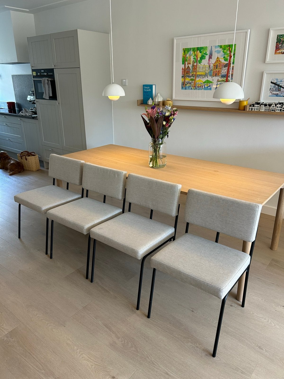 4x Fèst Amsterdam designer eetkamerstoelen (nieuwp. €1400), Ophalen, Gebruikt, Vier, Stof