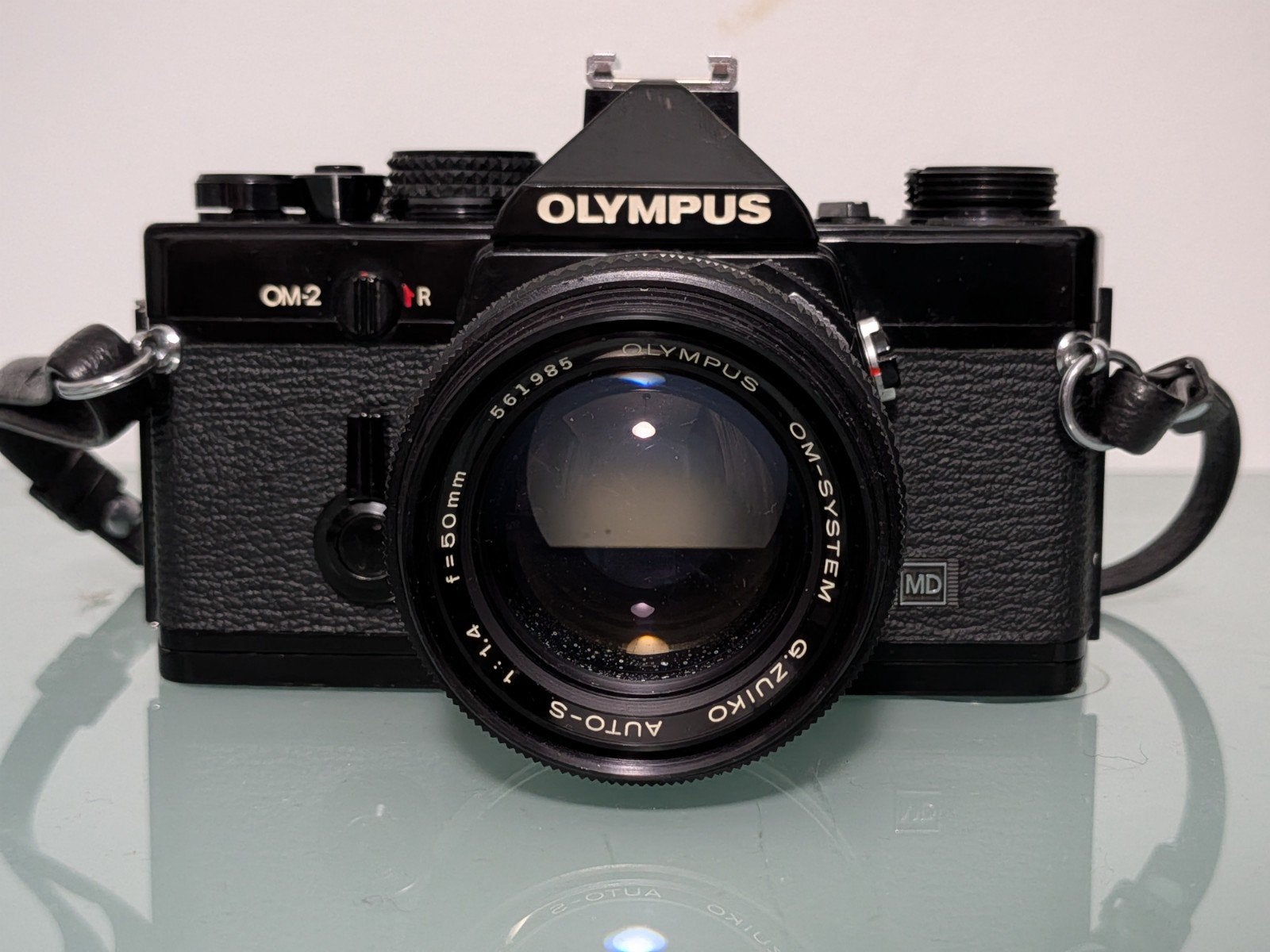 Olympus OM-2 zwart met G.zuiko auto-s 1.4 50mm lens, Ophalen of Verzenden, Gebruikt, Spiegelreflex, Olympus