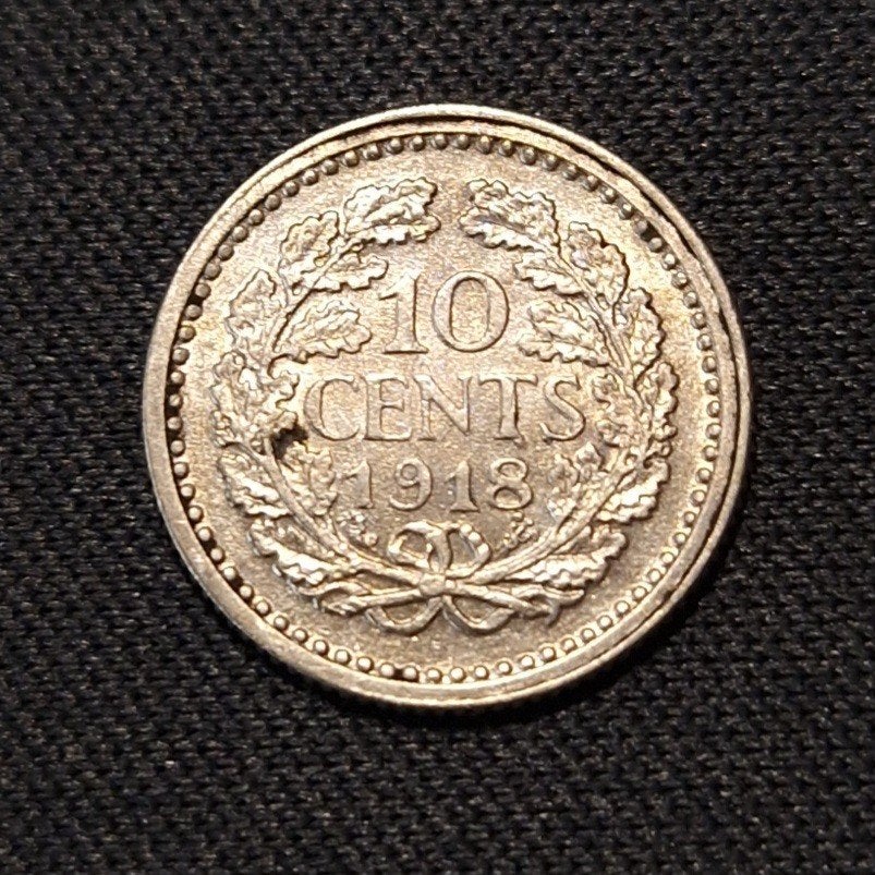 10 cent 1918, Verzenden, Zilver, 10 cent, Koningin Wilhelmina