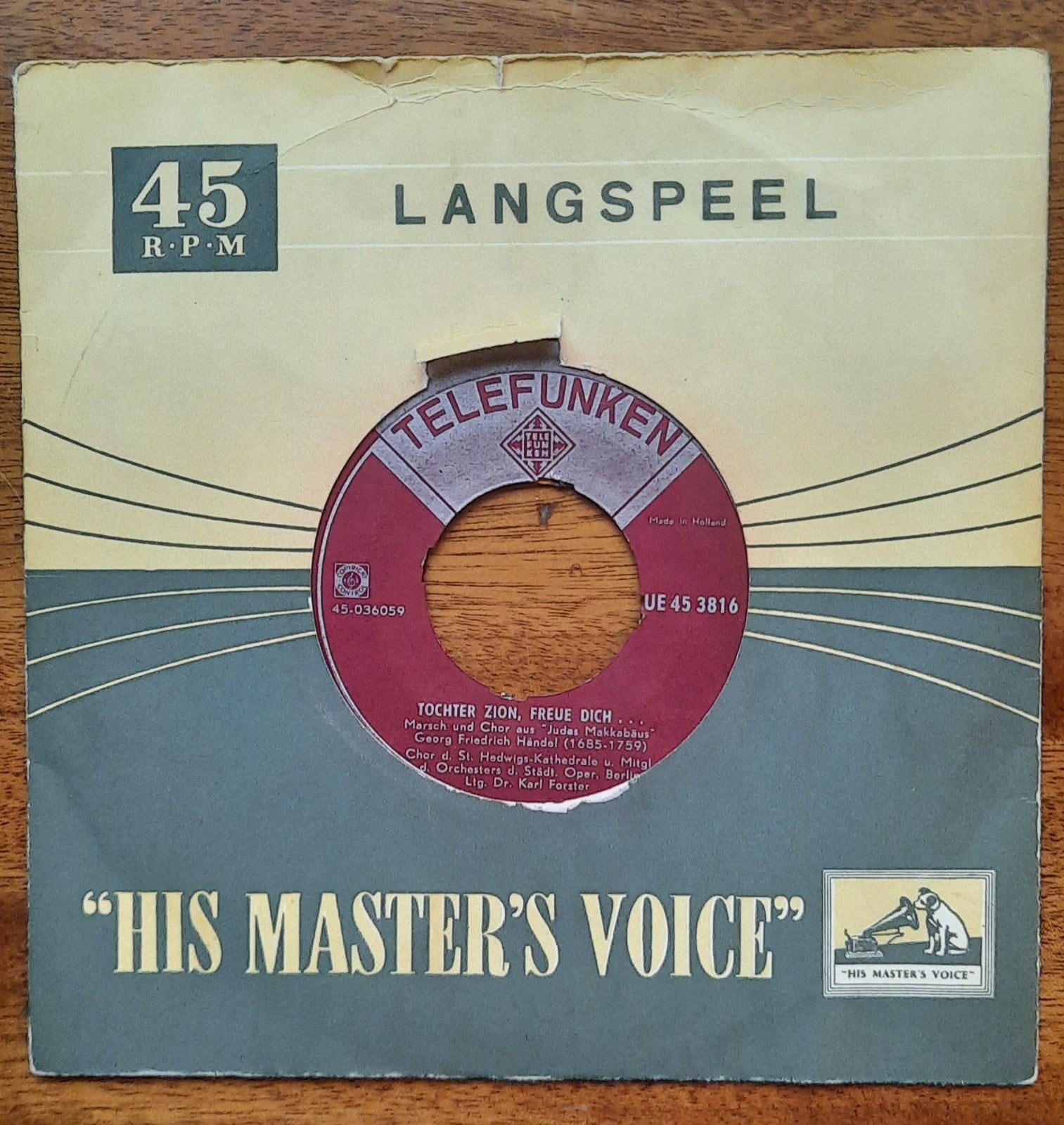Händel, His masters voice, single, vinyl, jaren '50, Ophalen of Verzenden, Gebruikt, Overige formaten, Overige typen