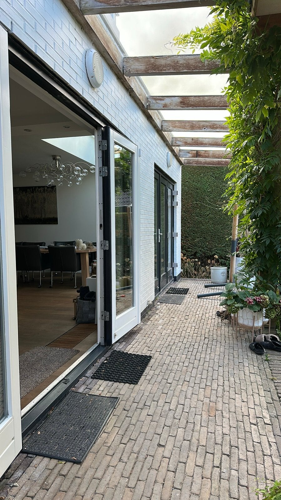 Set van openslaande serresdeuren/achterpui + enkele achterde, Ophalen, Gebruikt, Buitendeur, Hout