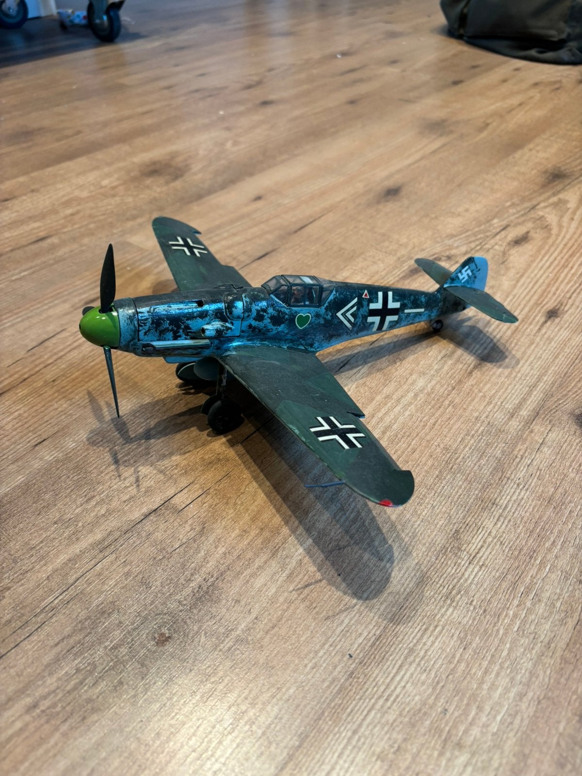 1/32 ME-109 WW2 groot schaalmodel vliegtuig duits gebouwd, Hasegawa, Gebruikt, Ophalen of Verzenden, Groter dan 1:72