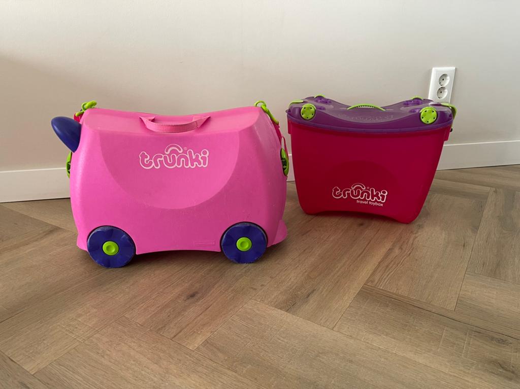 Trunki kinder koffer en speelgoedbox roze, Ophalen, Gebruikt