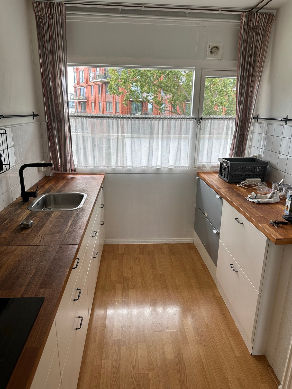 Rechte keuken rechts en links, Ophalen, Gebruikt, Wit, Dubbelwandige keuken