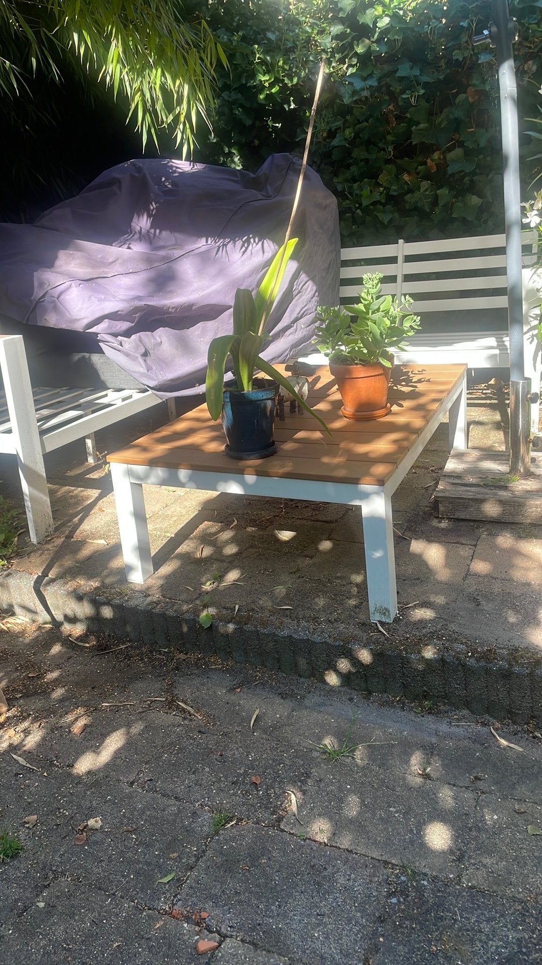 Tuintafeltje bijzettafel tuin kunsstof 70 x 1.06 x 34 cm (h), Ophalen, Gebruikt, Rechthoekig, Kunststof