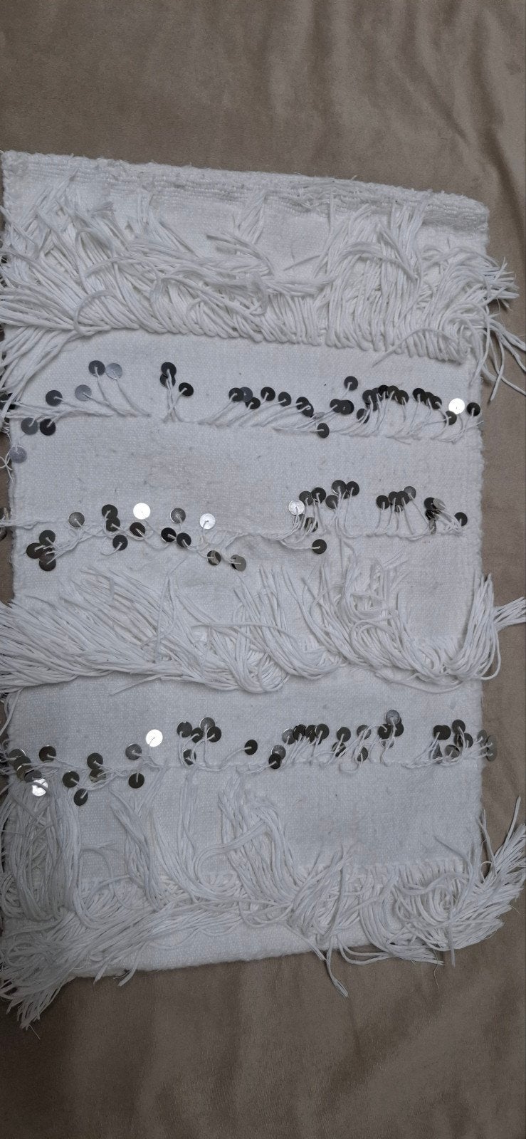 Decoratieve Kussenhoes met Franjes en Pailletten, Huis en Inrichting, Stoffering | Tapijten en Kleden, Minder dan 50 cm, Gebruikt