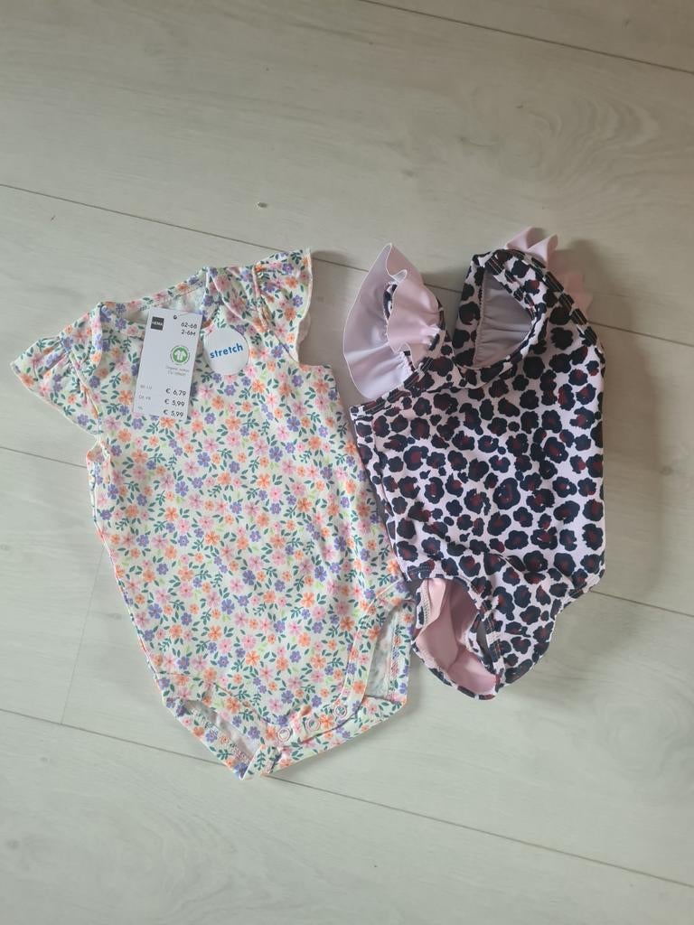 Badpak 1 maal gebruikt merk Dirkje en romper nieuw 62/68, Kinderen en Baby's, Babykleding | Maat 62, Ophalen of Verzenden, Zo goed als nieuw