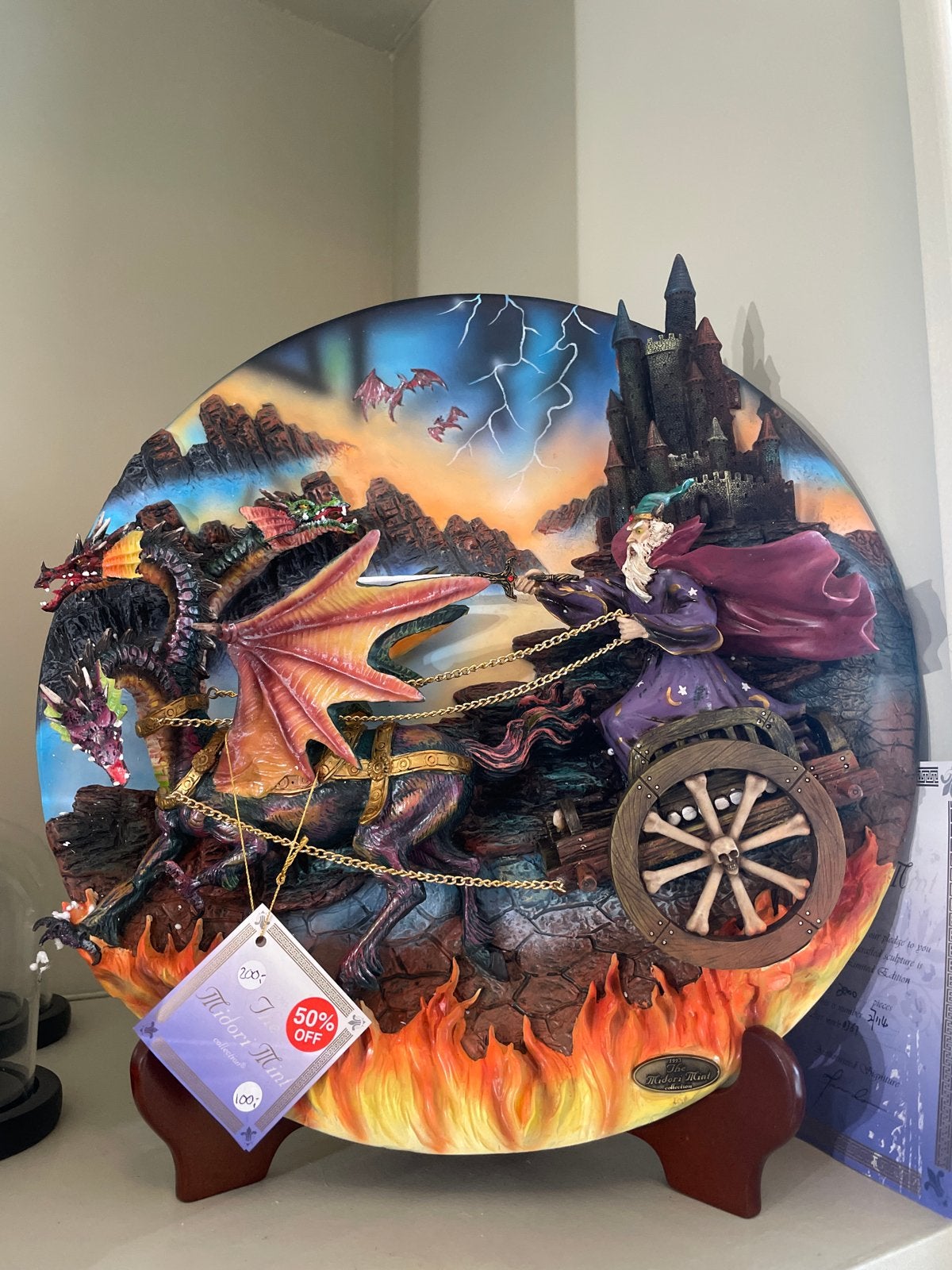 Fantasy Draak en Tovenaar Decoratieplaat, Ophalen of Verzenden, Zo goed als nieuw, Fantasy