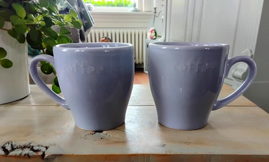 Just mugs mokjes coffee - lavendelblauw, blauw-paars, lila, Huis en Inrichting, Keuken | Servies, Keramiek, Ophalen of Verzenden