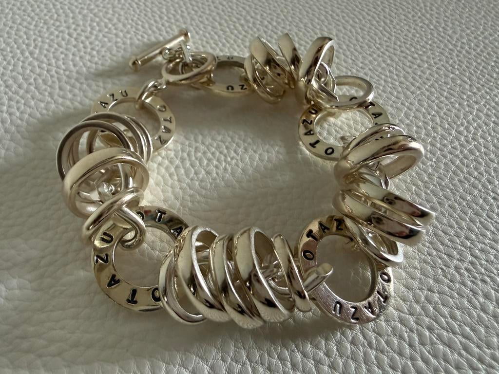 H026/Zeldzame massief Zilveren OTAZU modernist armband, Gebruikt, Verzenden, X, Zilver