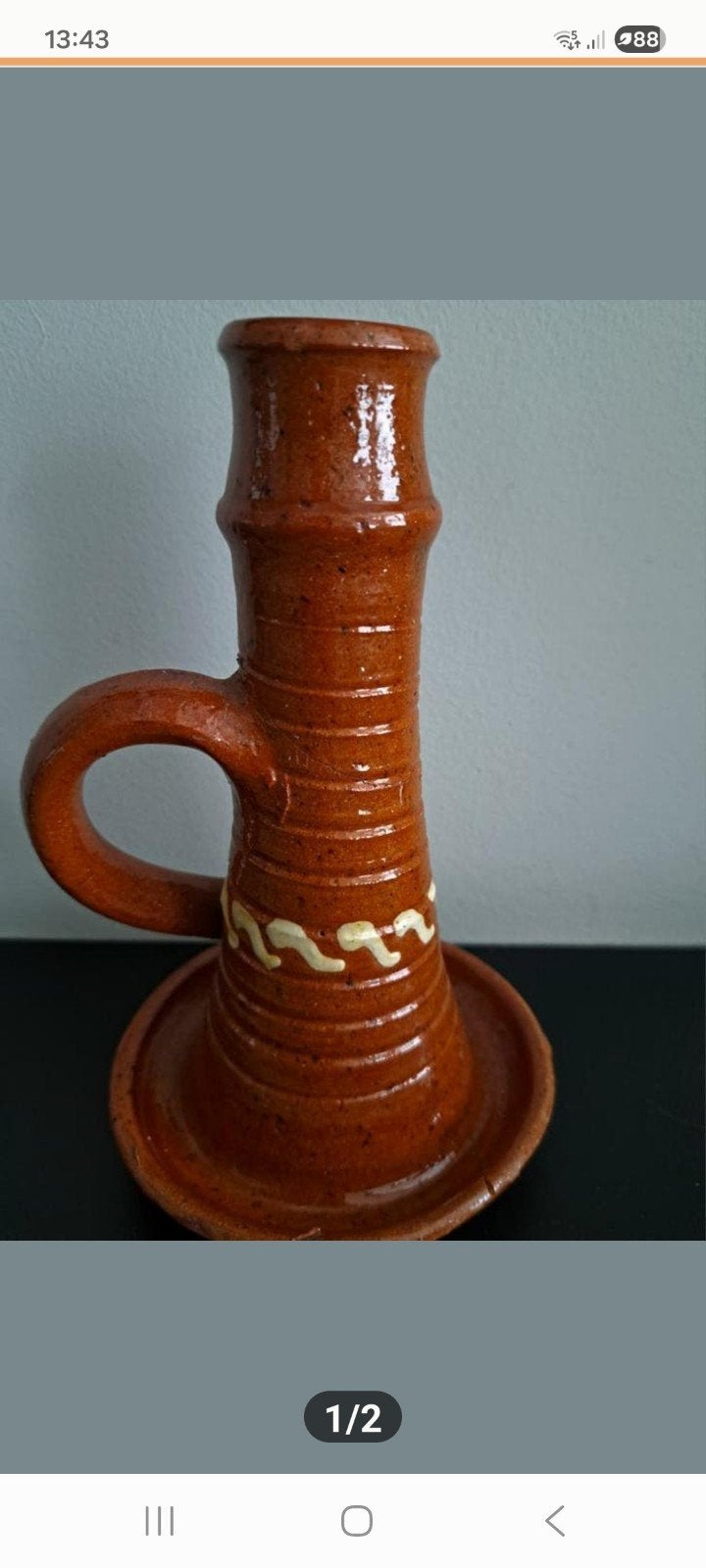 Mooie kandelaar van Fries aardewerk., Ophalen of Verzenden, Keramiek of Aardewerk