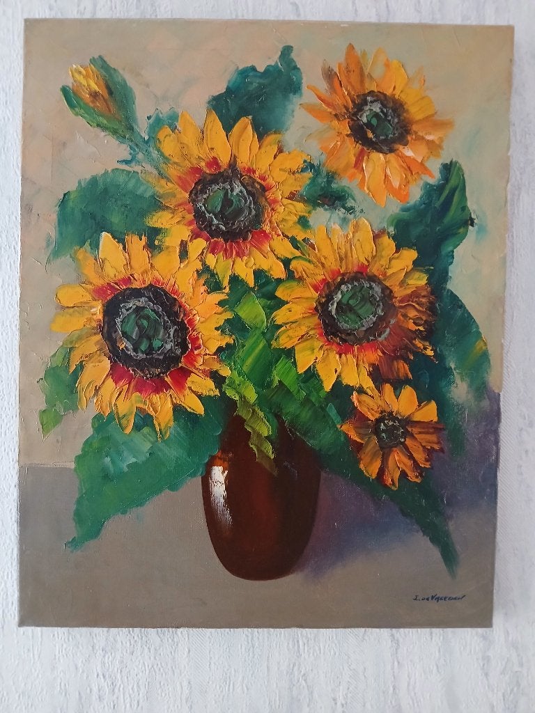 Mooi zonnebloem schilderij, Ophalen