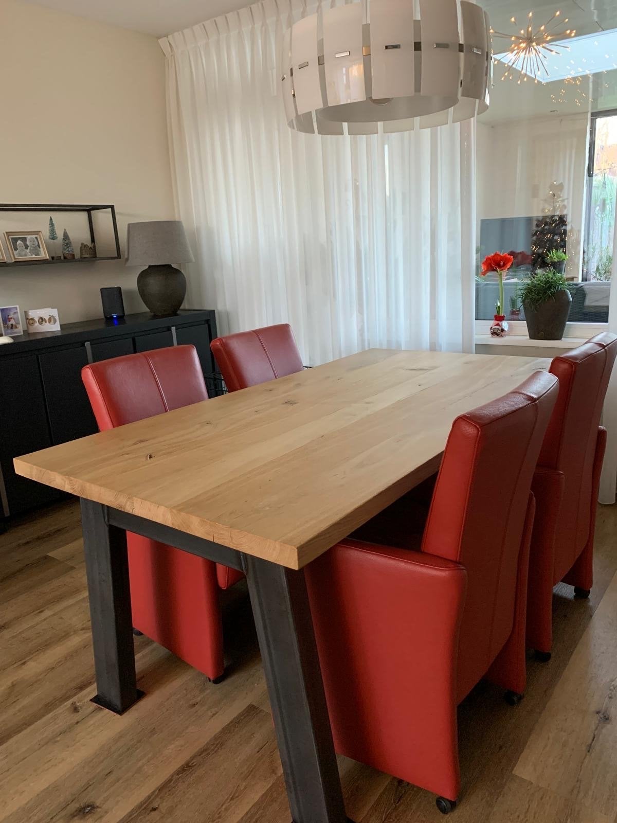 Leren eetkamerstoelen met verstelbare rugleuning, Huis en Inrichting, Stoelen, Ophalen, Leer, Zo goed als nieuw, Vier