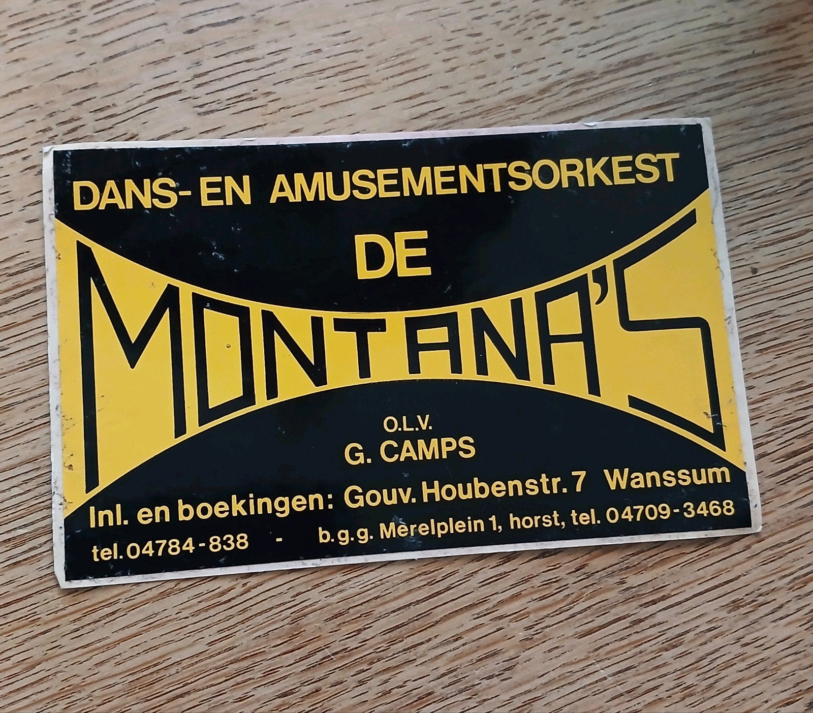 Sticker amusementsorkest De Montana's, WANSSUM, Ophalen of Verzenden, Zo goed als nieuw