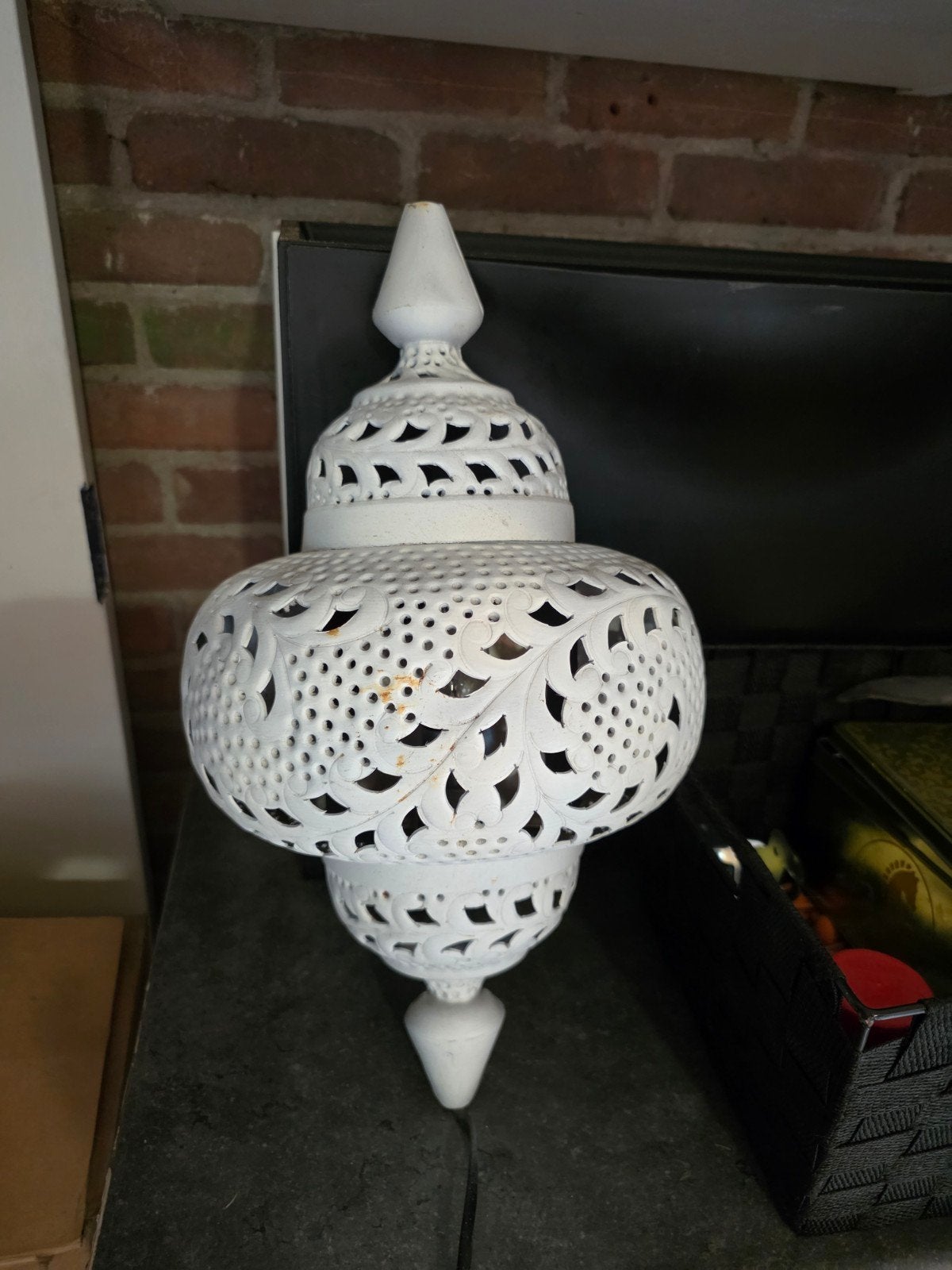 Decoratieve Oosterse Wandlamp - Wit Metaal, Gebruikt, Indirect licht, Ophalen of Verzenden, Metaal