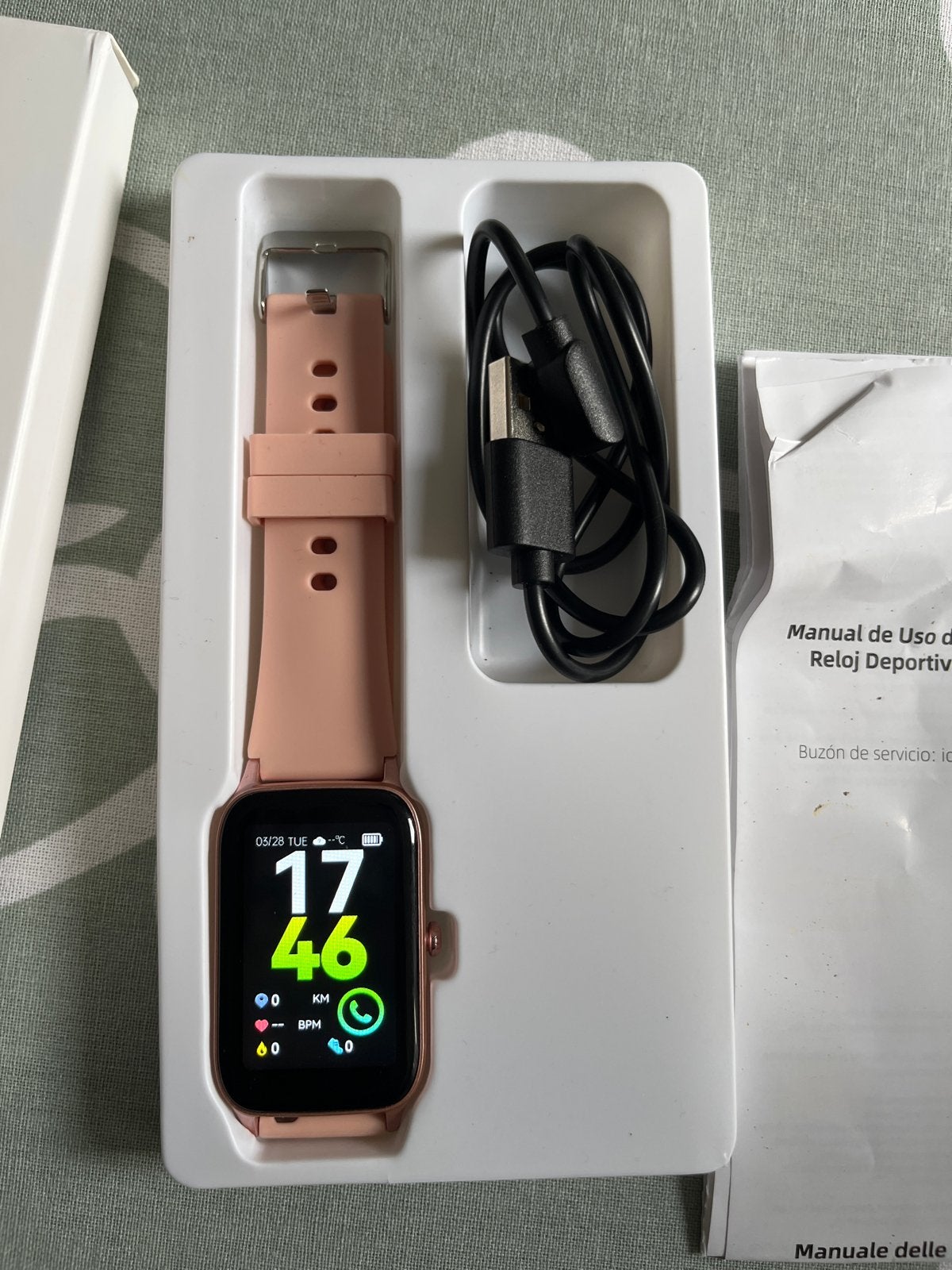 Dyurwa Smartwatch met oplader - Roze, Hartslag, Nieuw, Ophalen of Verzenden, Roze