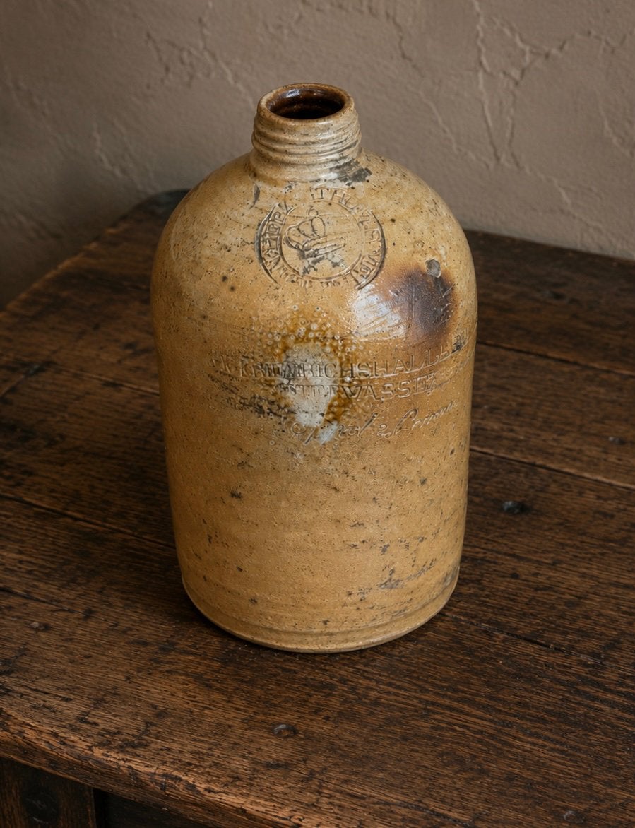 Antieke Duitse Steengoed Mineraalwater fles, Ophalen of Verzenden
