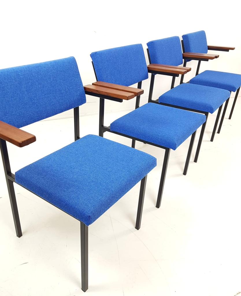 4x Martin Visser SE21 stoel blauw Hallingdal Kvadrat wol, -, Blauw, -, Ophalen of Verzenden