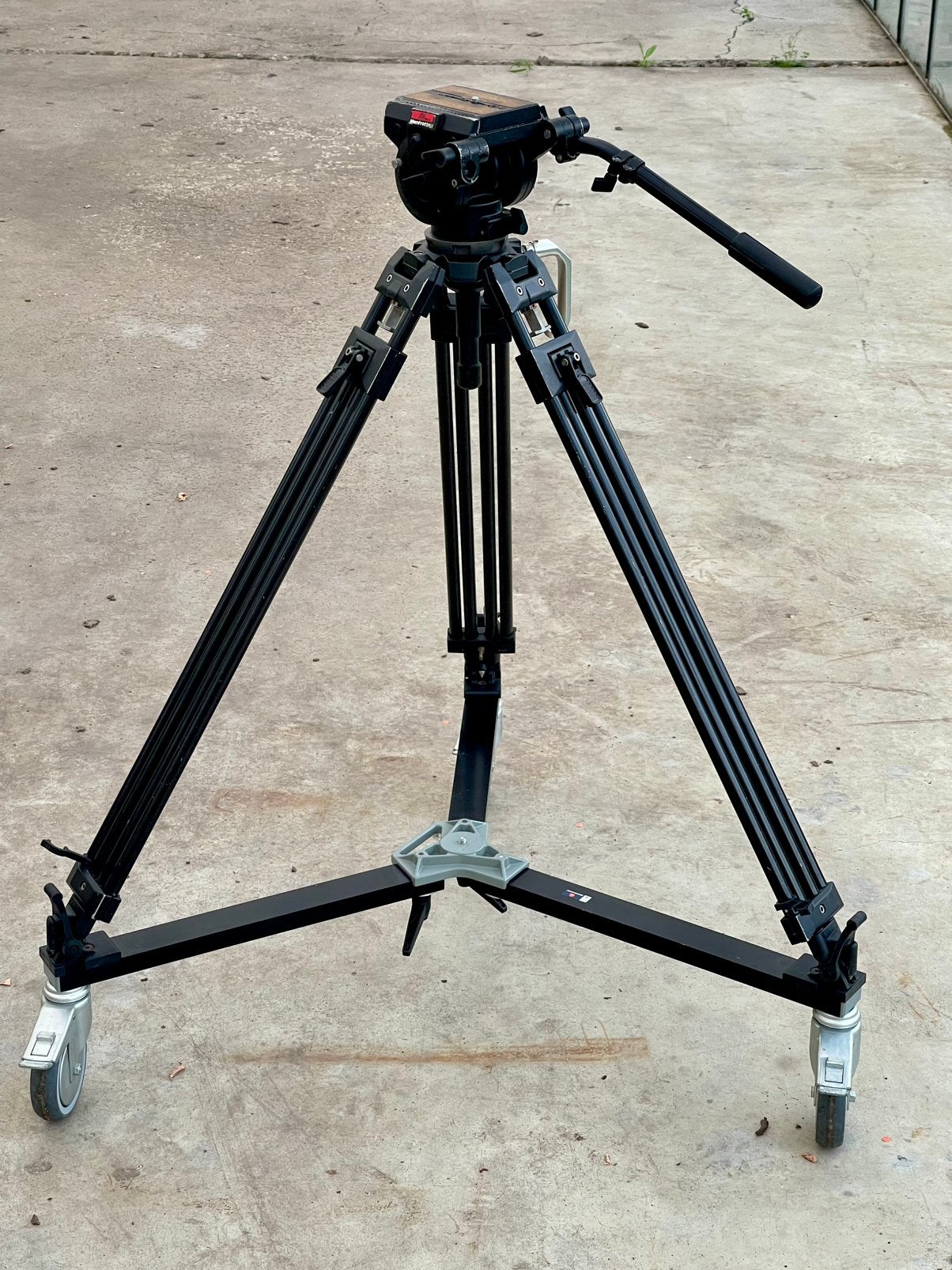 Manfrotto 350MVB videostatief, 116 MK3 kop, 114MV dolly, Ophalen of Verzenden, Zo goed als nieuw, 175 cm of meer, Driepoot