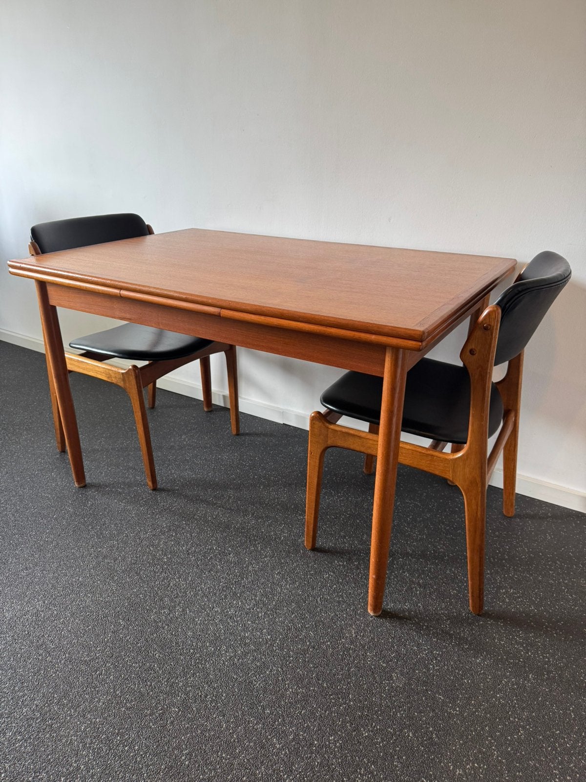 Vintage Deense Eettafel Mid Century Modern 60’s 70’s bureau, Teakhout, Zo goed als nieuw, Rechthoekig, 50 tot 100 cm
