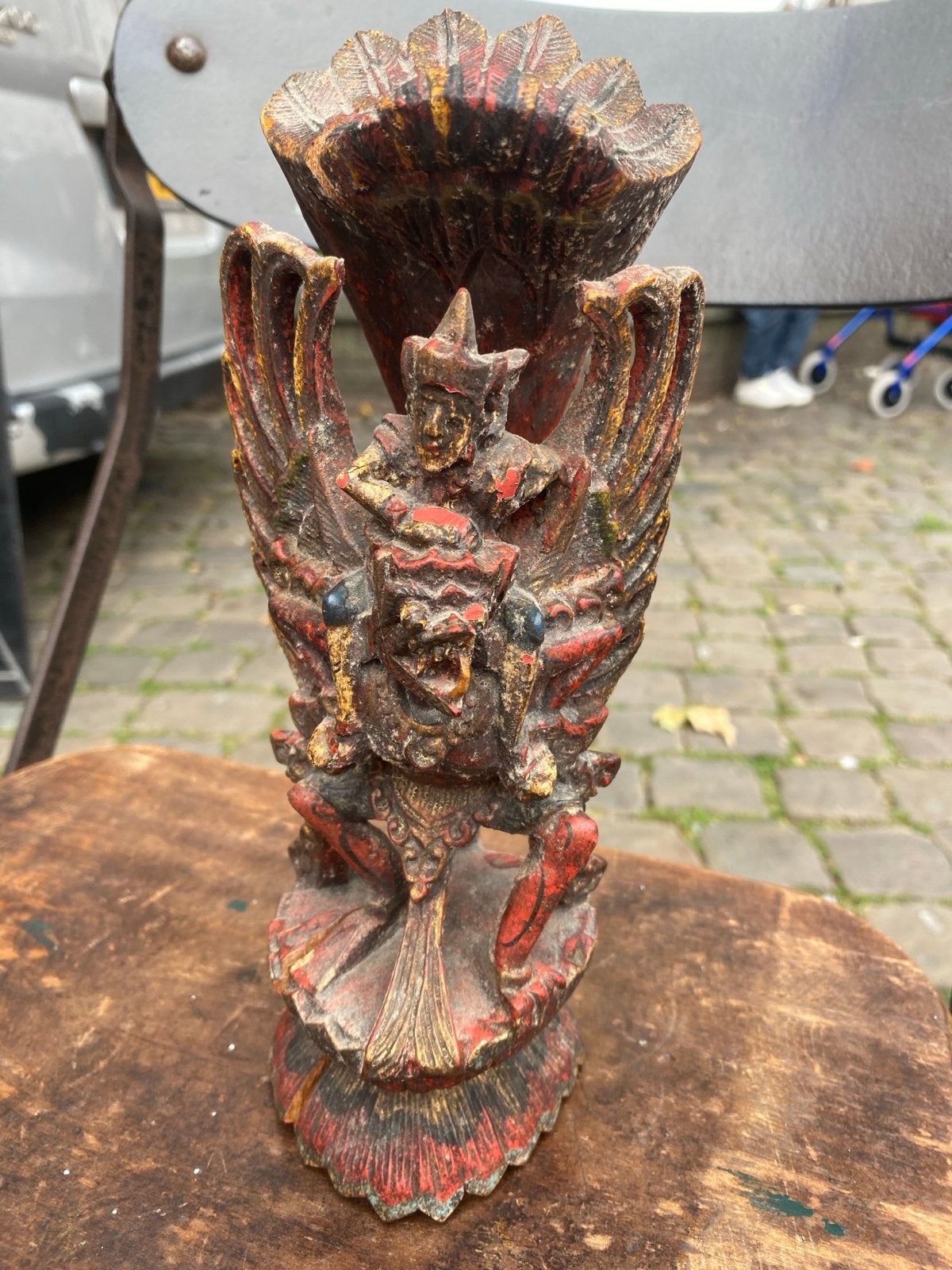 Antiek Balinees houtsnijwerk God Garuda - 25 cm hoog, Antiek en Kunst, Houtsnijwerk, Ophalen of Verzenden, Handgemaakt, 20 - 50 cm