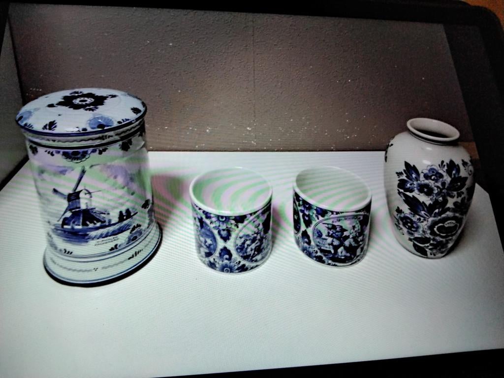 Delfts Blauw Aardewerk Set: Bus, Pot en Bekers, Ophalen
