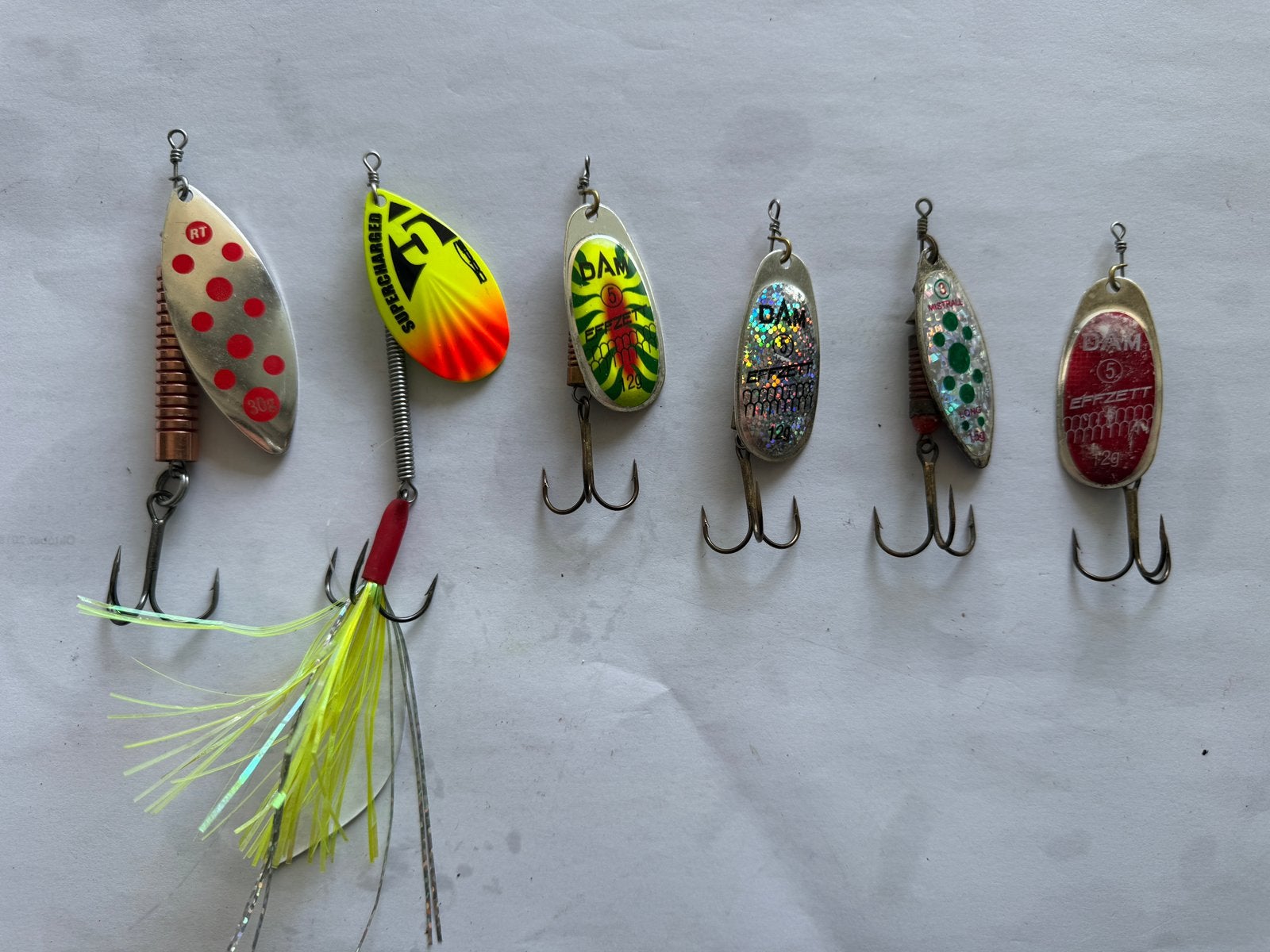 6x grote spinners voor snoek  DAM Effzett 10-30g B54, Ophalen of Verzenden, Gebruikt, Overige typen