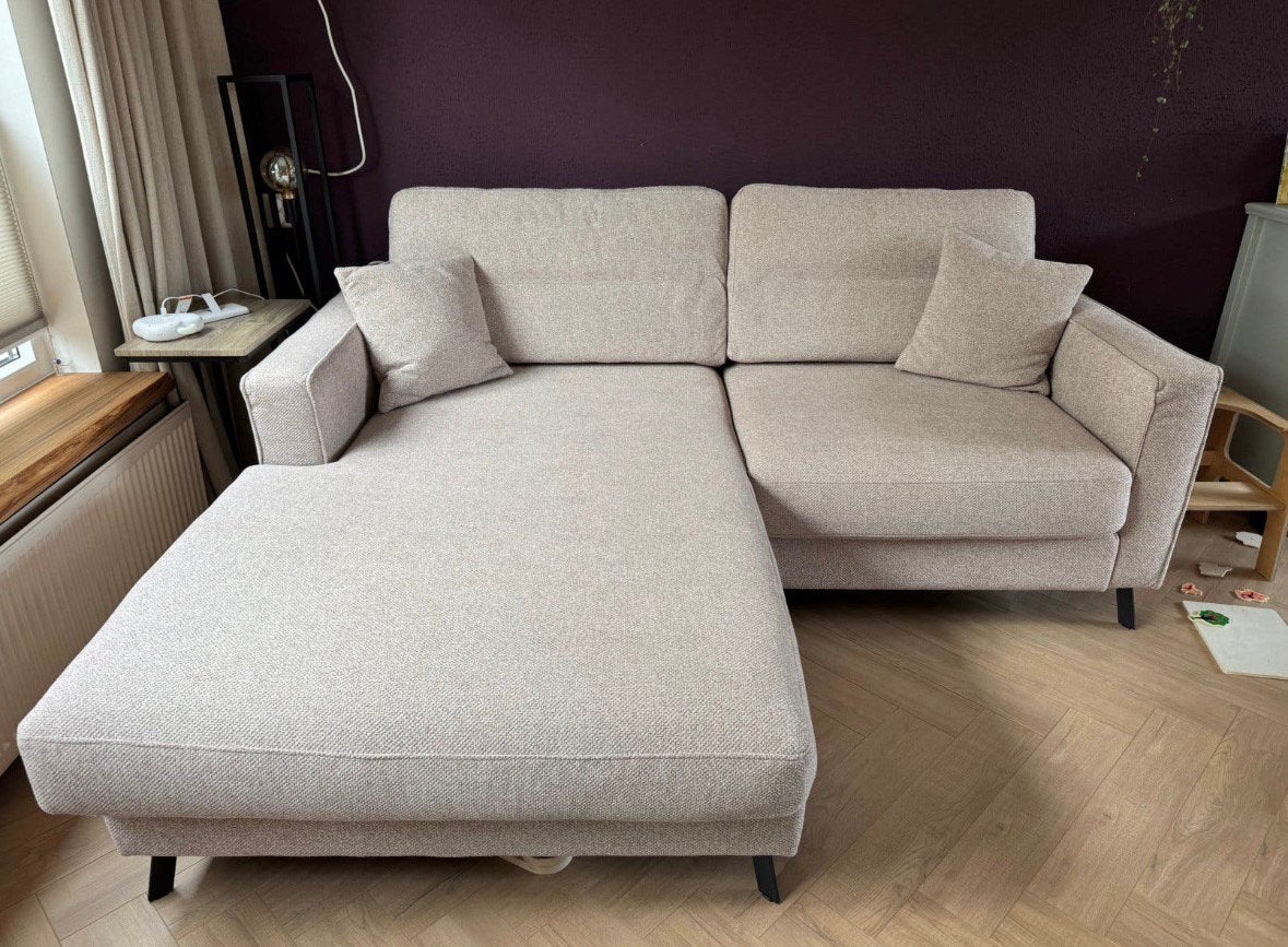 Beige grijze bank, Huis en Inrichting, Ophalen, Zo goed als nieuw, Stof