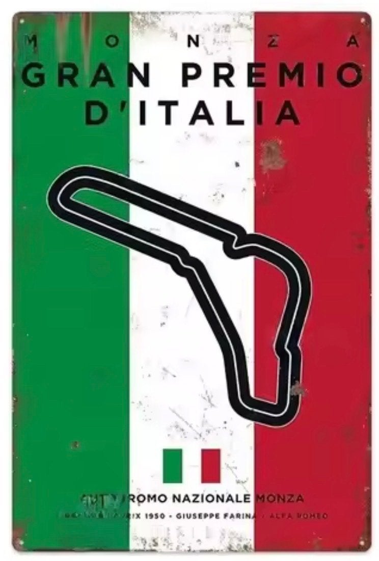 Metalen retro bord F1 Grand Prix Italië Monza, Ophalen, Nieuw, Formule 1