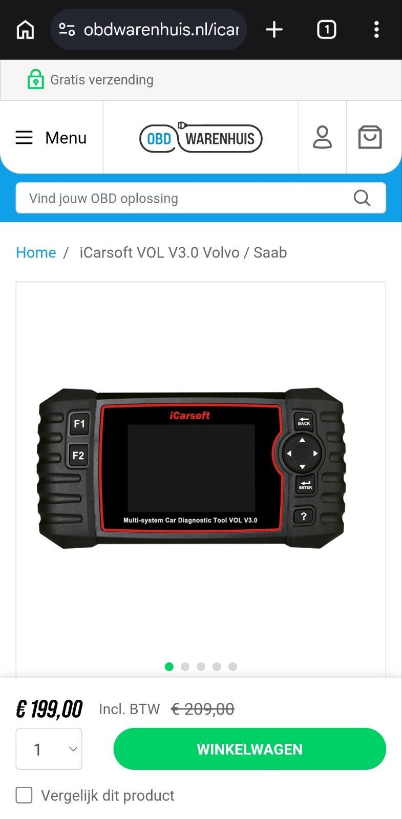 iCarsoft VOL V3.0 (OBD2) Diagnosetool voor Volvo en Saab, Ophalen of Verzenden, Gebruikt, Saab