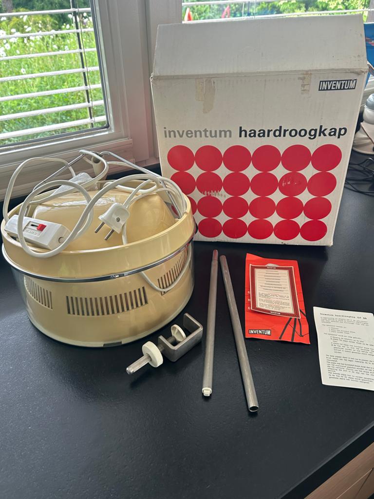 Inventum vintage haardroogkap met bureau standaard, Ophalen of Verzenden
