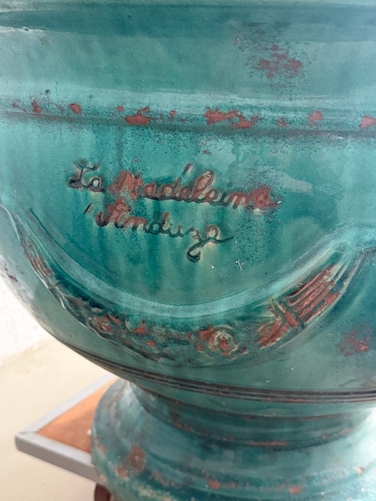 La Madelaine Anduze pot - Turquoise geglazuurd, Ophalen, Gebruikt, Overige materialen
