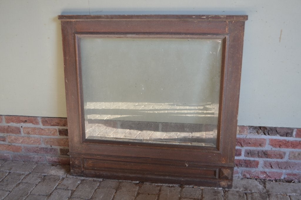 Oude antieke eiken houten lijst met geslepen glas, Ophalen