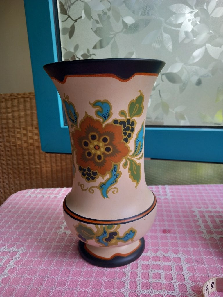 mooie grote bloemvaas gouda plateel modica nr.394, Ophalen