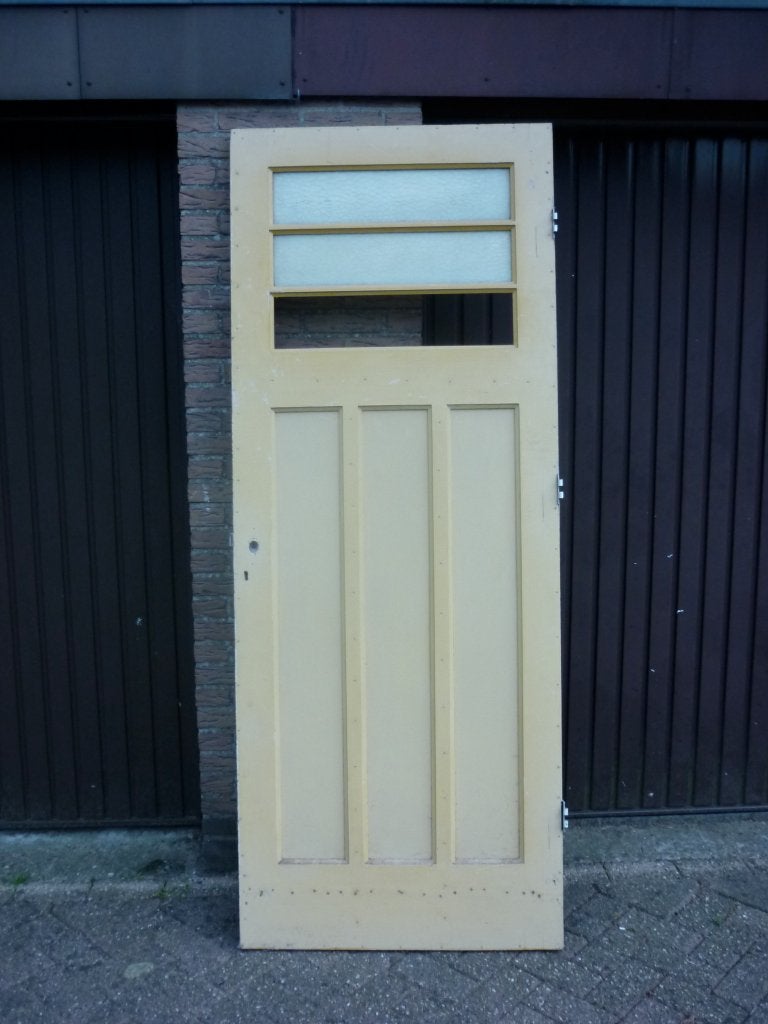 oude paneeldeur met 3 ruitjes, Doe-het-zelf en Verbouw, Deuren en Horren, Ophalen, Gebruikt, 80 tot 100 cm, Binnendeur