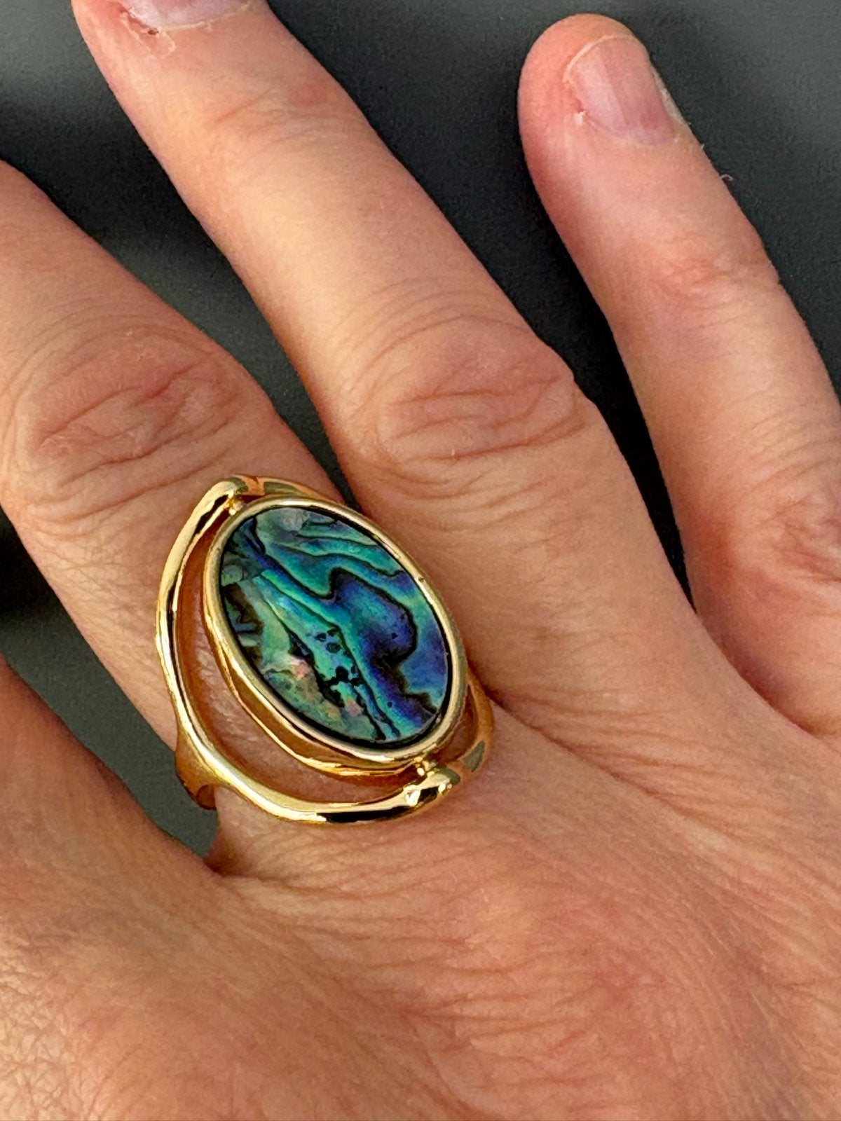 Dubbelzijdige Twist Ring - Abalone & Parelmoer, IJzer of Staal, Nieuw, Cariadgems@hotmail.com, Ophalen of Verzenden