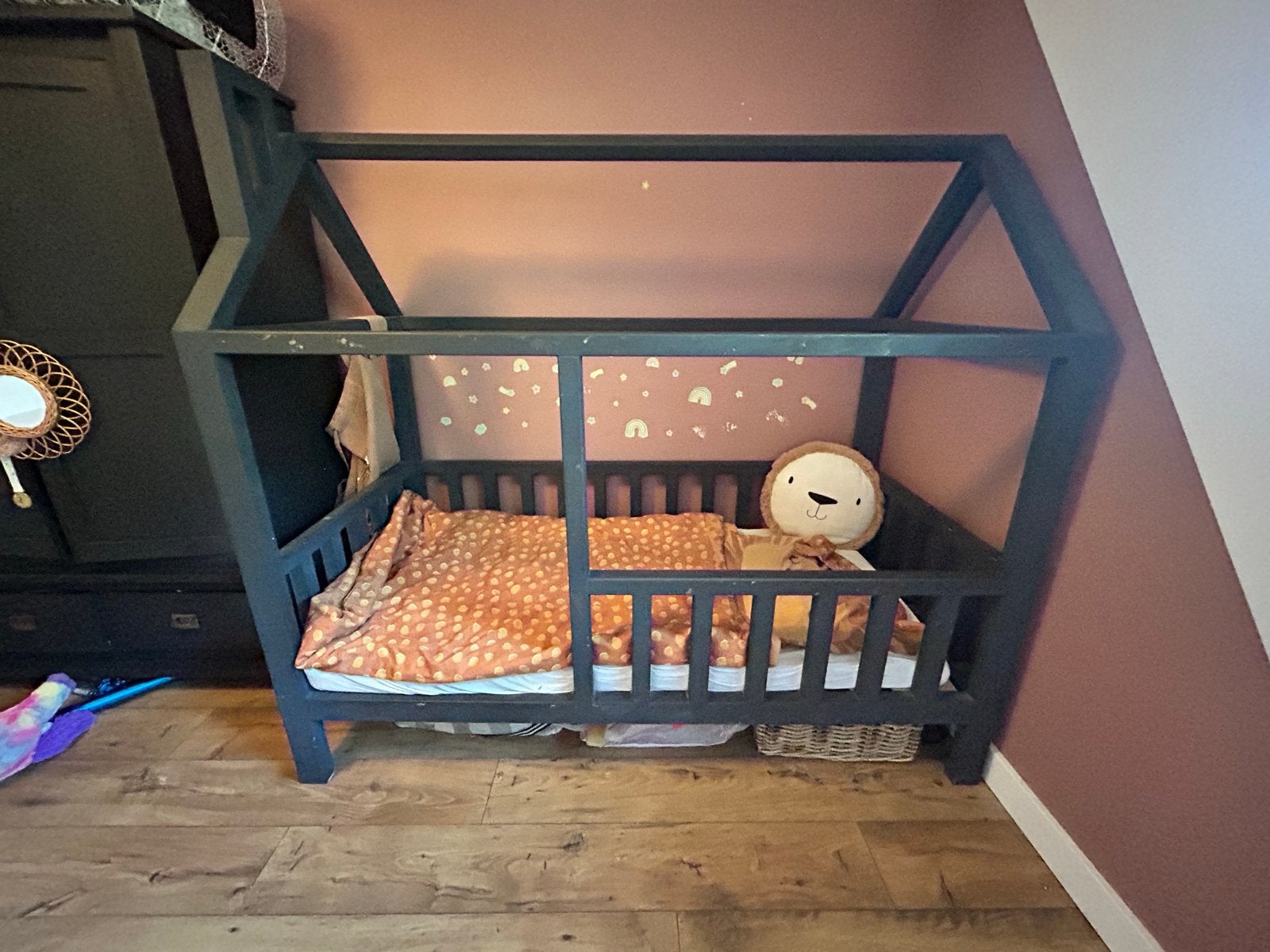 Huisbed/Kinderbed - Zwart, Gebruikt, 70 tot 85 cm, Ophalen of Verzenden, Matras