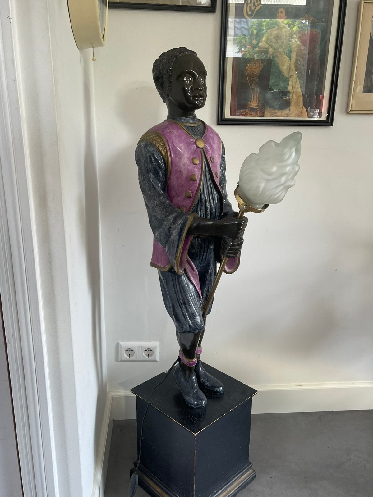 Prachtige Vintage Blackamoor / Moriaan Fakkel vloerlamp -, Ophalen of Verzenden