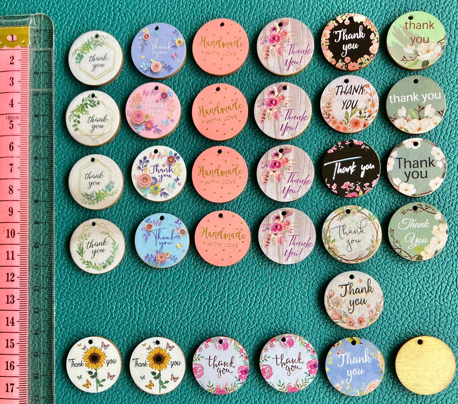 10 Houten rondjes met plaatje div soorten 0,50, Hobby en Vrije tijd, Knutselen, Ophalen of Verzenden, Nieuw