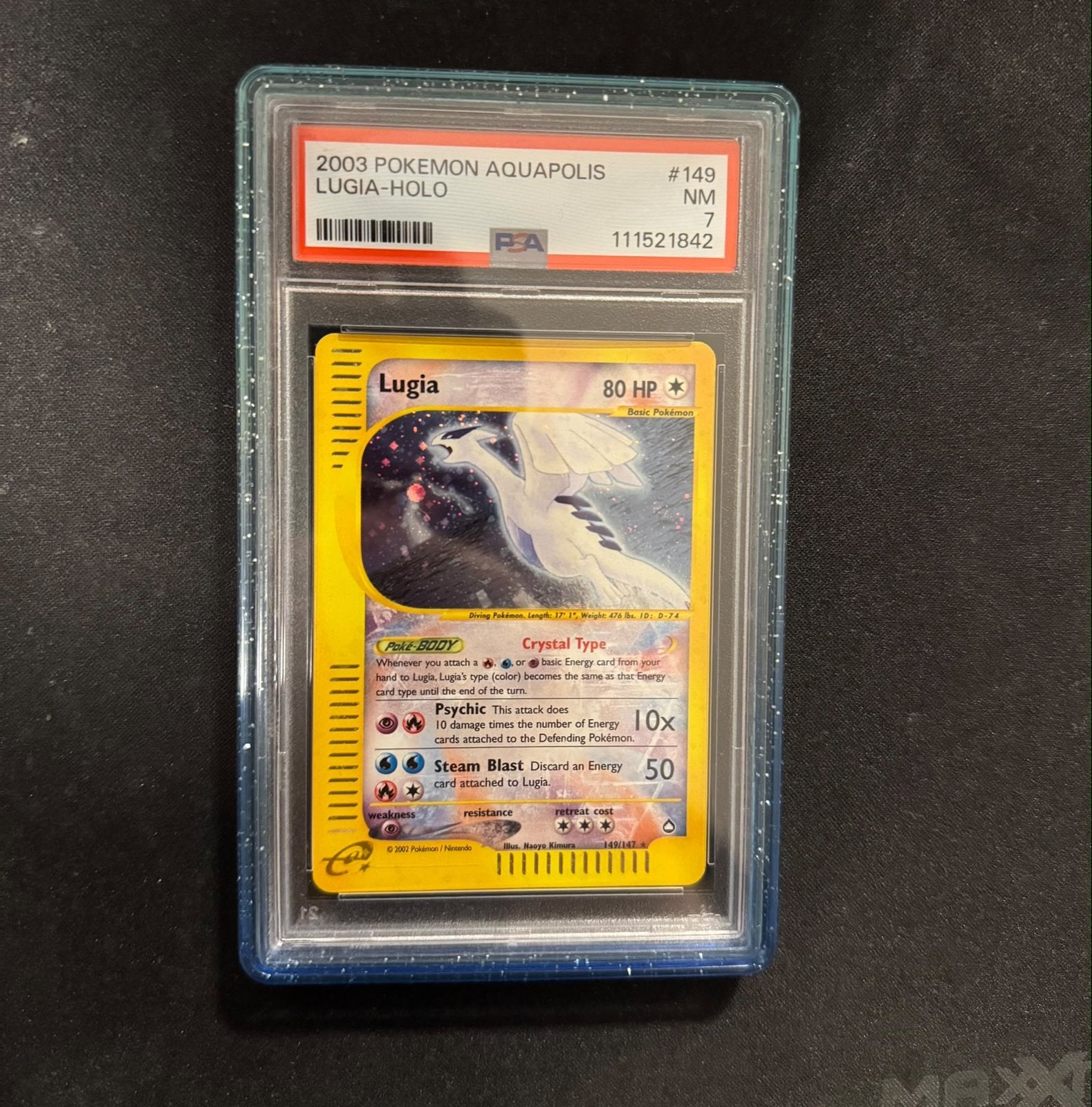 Lugia Aquapolis H-149 Holo PSA 7 Pokémon Kaart, Ophalen of Verzenden, Gebruikt, Losse kaart