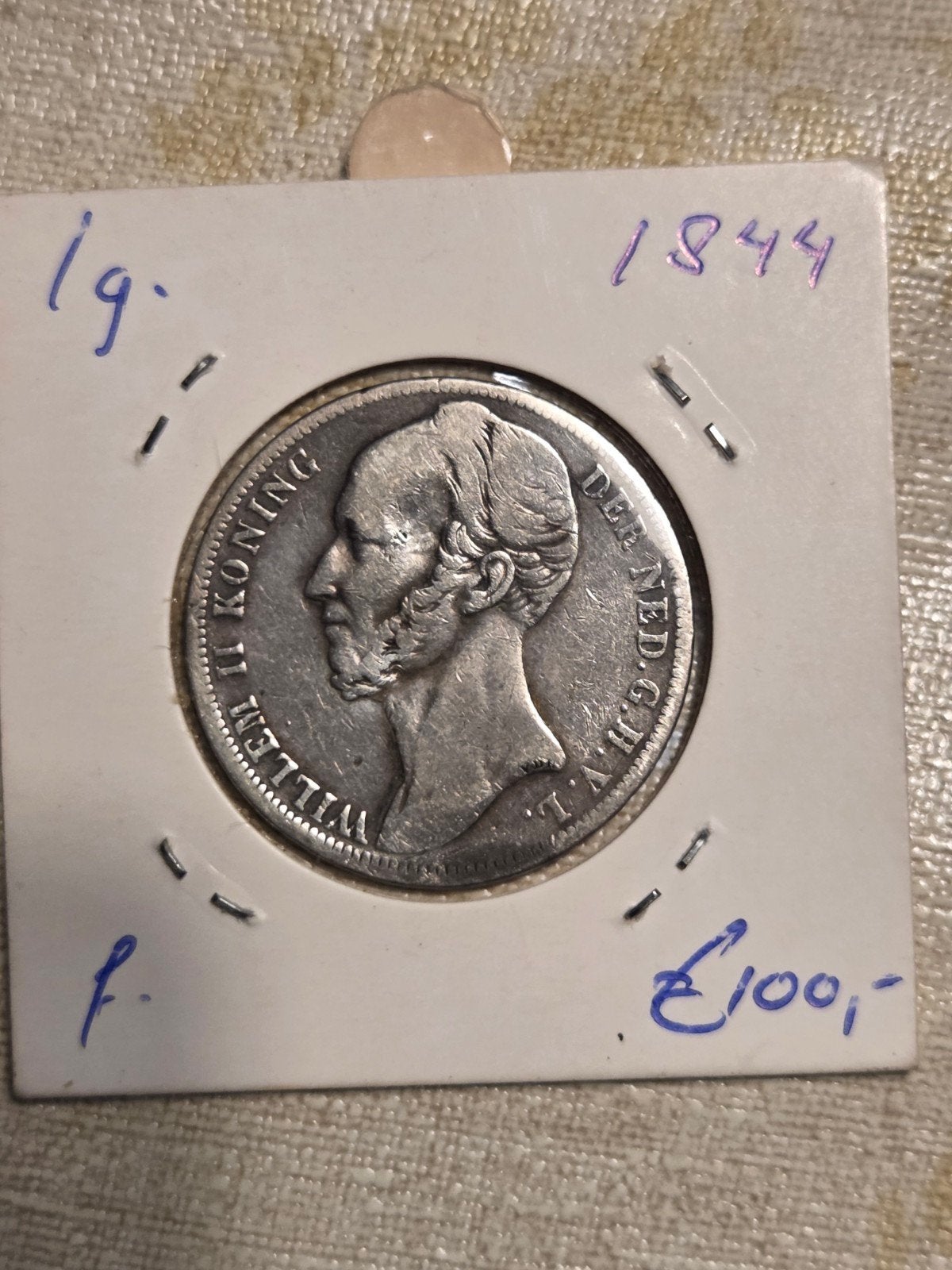 Zilveren 1 Gulden Willem II 1844, Postzegels en Munten, Munten | Nederland, 1 gulden, Zilver, Ophalen of Verzenden, Losse munt