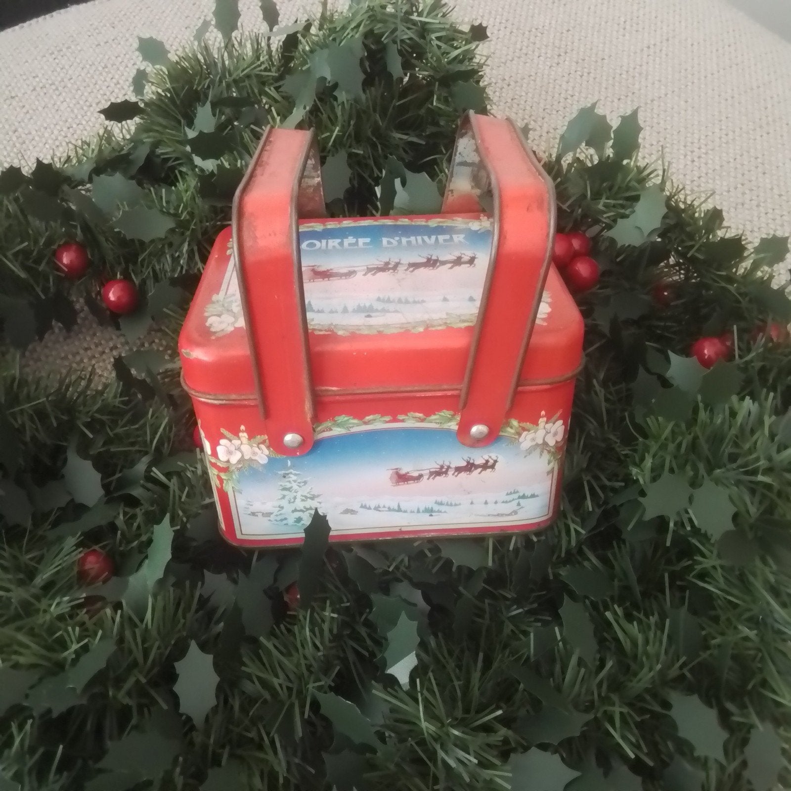 Oud Frans Kerst blikje met hengsels, Ophalen of Verzenden