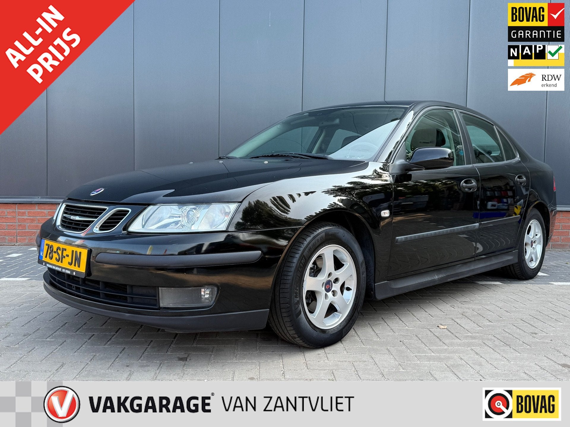 Saab 9-3 Sport Sedan 1.8t Linear Business (12 mnd BOVAG-gara, Auto's, Gebruikt, Zwart, 4 cilinders, Zwart
