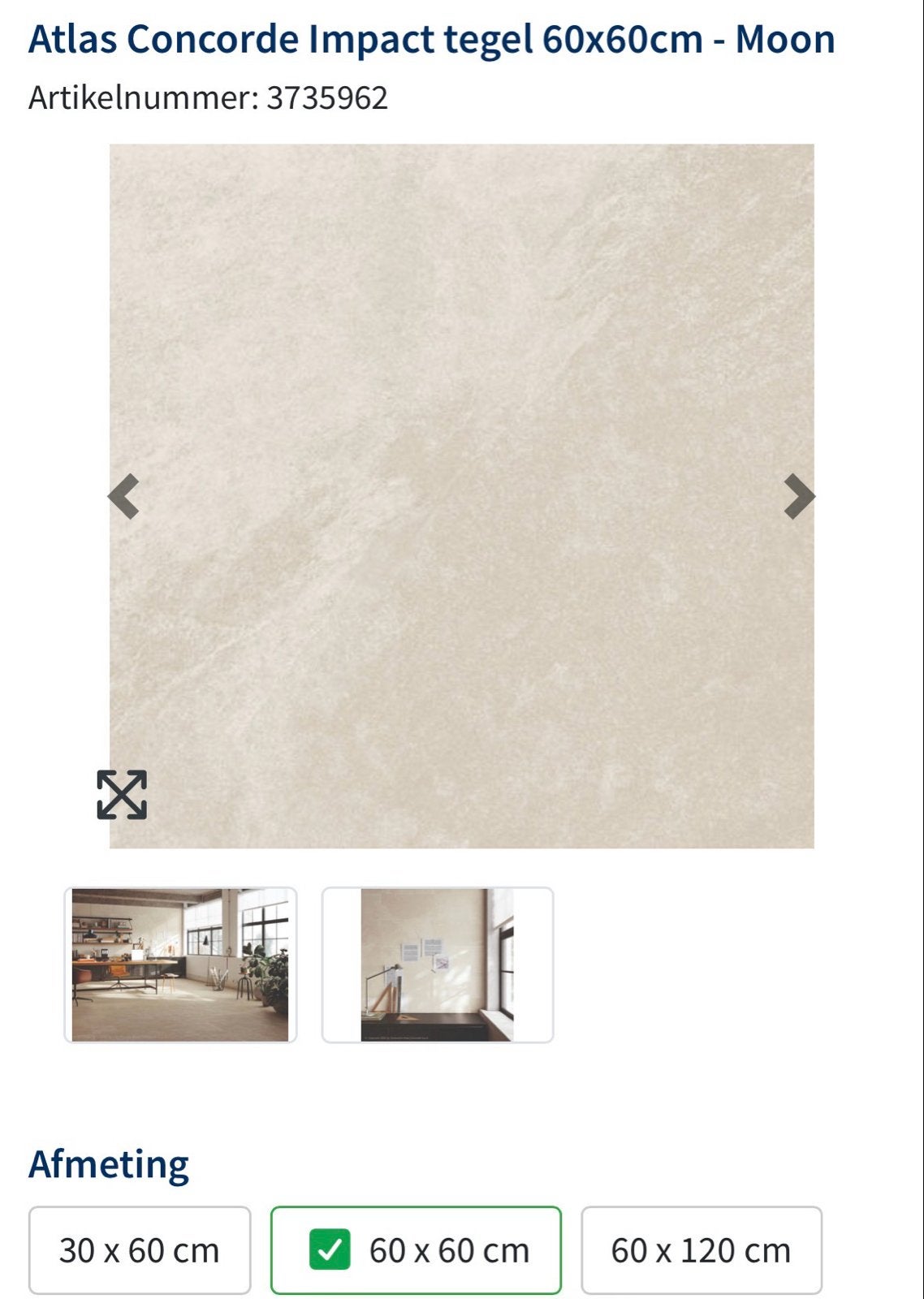 22 Atlas Concorde Impact tegels 60x60cm - Moon, Ophalen, 60 cm of meer, Keramiek, Nieuw