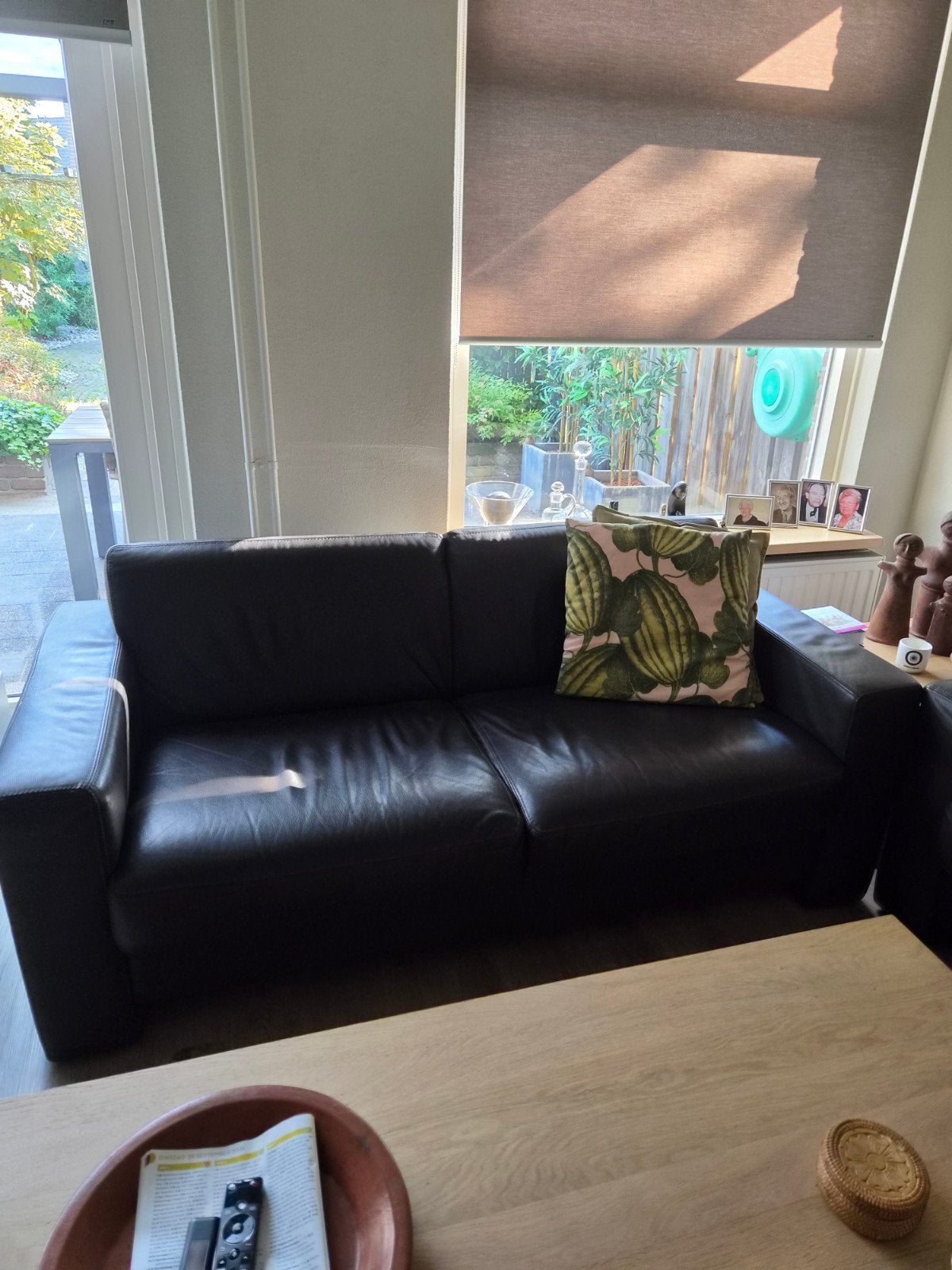 Zwart bruin  leren bankstel – 2 banken – nette staat, Huis en Inrichting, Ophalen, Gebruikt, 150 tot 200 cm, Driepersoons