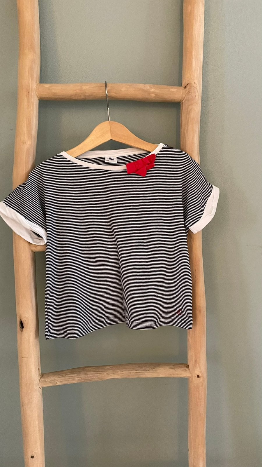 Petit Bateau shirt blauw/wit maat 6 jaar/114 cm, Ophalen of Verzenden, Gebruikt, Meisje, Shirt of Longsleeve